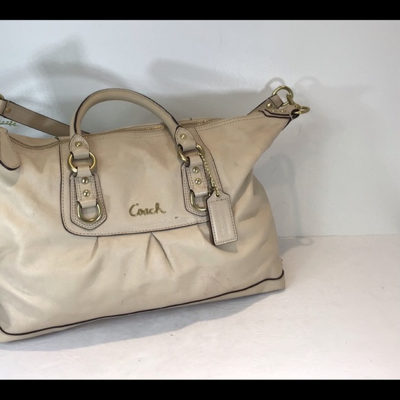 COACH ASHLEY IVORY LEATHER SATCHEL HANDBAG - Picture 7 of 16
